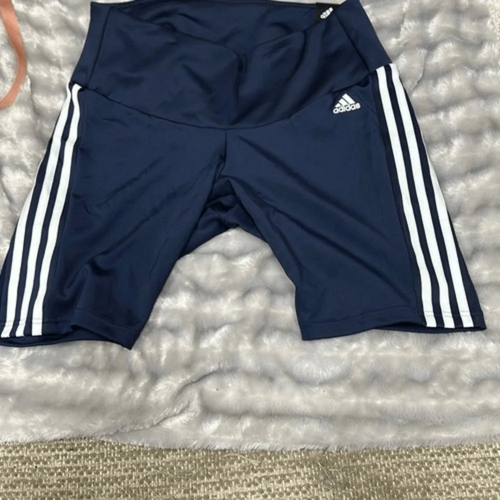 Adidas Womens Plus Size High-Rise Short Sport Biker Shorts Navy Size 2X